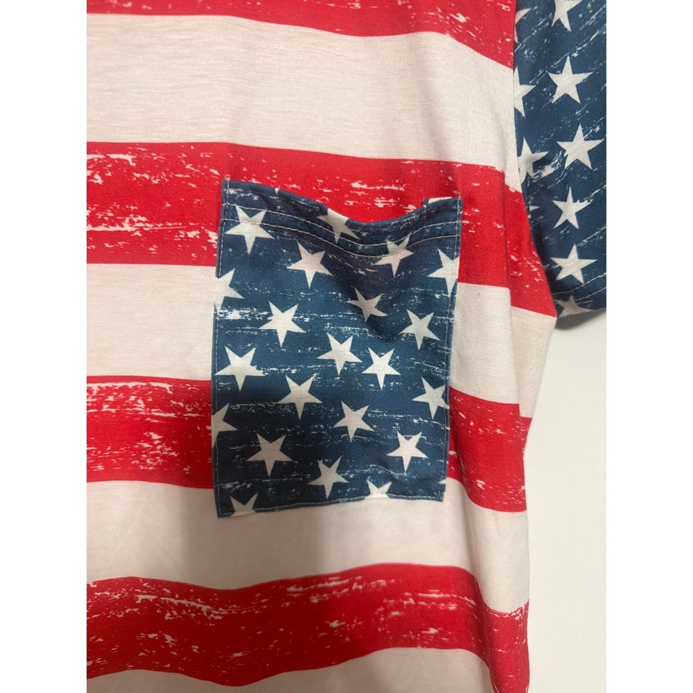 Spadehill American Flag T-Shirt Stars and Stripes Patriotic Pocket Tee Red White - Picture 2 of 6